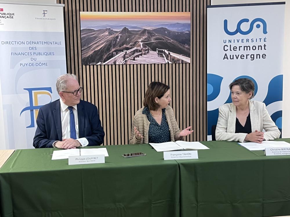 Philippe JOUFFRET.- Directeur de l'ENFIP, Françoise TAHERI - Directrice Départementale des Finances Publiques, Christine BERTRAND - Directrice de l'IDEM UCA
